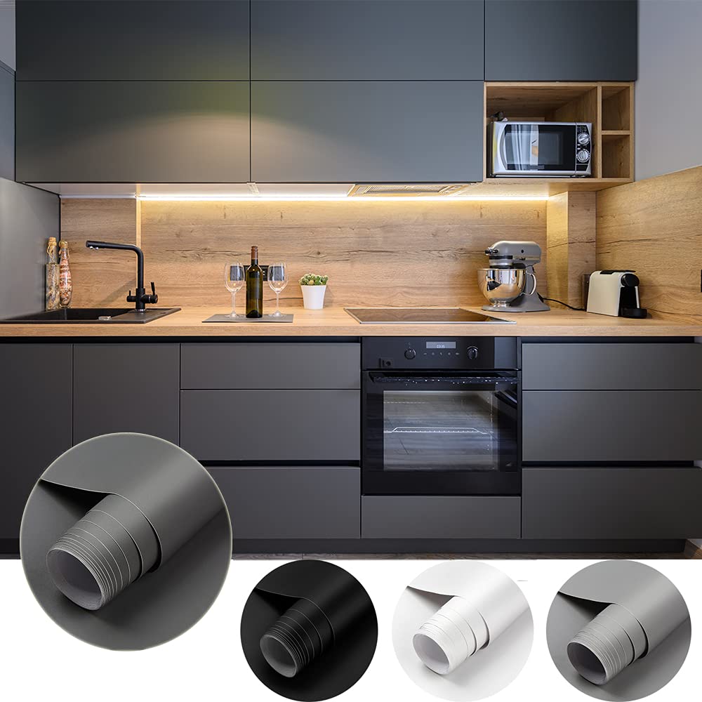 Cahomo Matt Self Adhesive Wallpaper PVC Furniture Stickers Sticky Back Plastic 61 * 550cm (WxL) Decorative Waterproof Vinyl Film Roll DIY Refurbished for Walls Table Cabinets Kitchen Shelf Liner