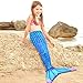 Play Tailor Mermaid Tail Swimmable Costume Swimsuit for Girls Swimming, No Monofin, Child-8, Green Cyan Blue