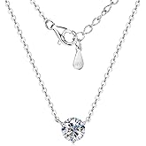AINUOSHI Moissanite Necklace for Women 1/1.5/2CT - 925 Sterling Silver Solitaire Moissanite Pendant Necklace D Color VVS1 Clarity, White Gold Plated Dainty Necklace for Women Jewelry Gifts for Her