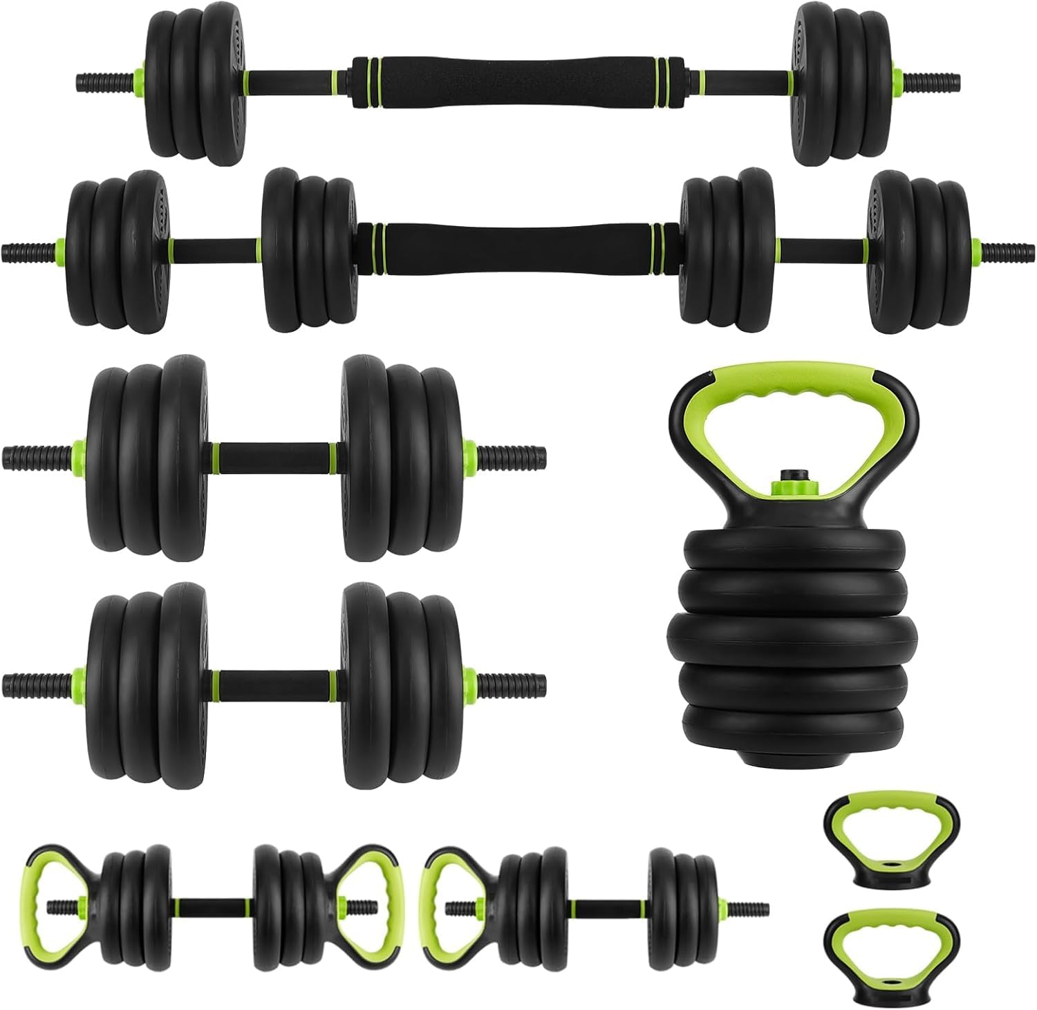 Photo 1 of *** MISSING PIECES***44Lbs Adjustable 4-In-1 Dumbbell Set, Sand Filled PE Dumbbells with Kettlebell Combo Multi-Function Strength Training Weights Home Gym Equipment for Bench Press Squats and Push-Up Handles