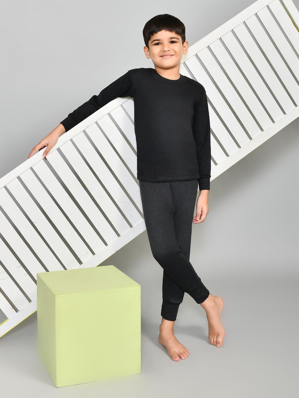 Lux Cottswool Boy's Plain Thermal (COTT_Kids_SDC_Set_Black Mellange_60) 4