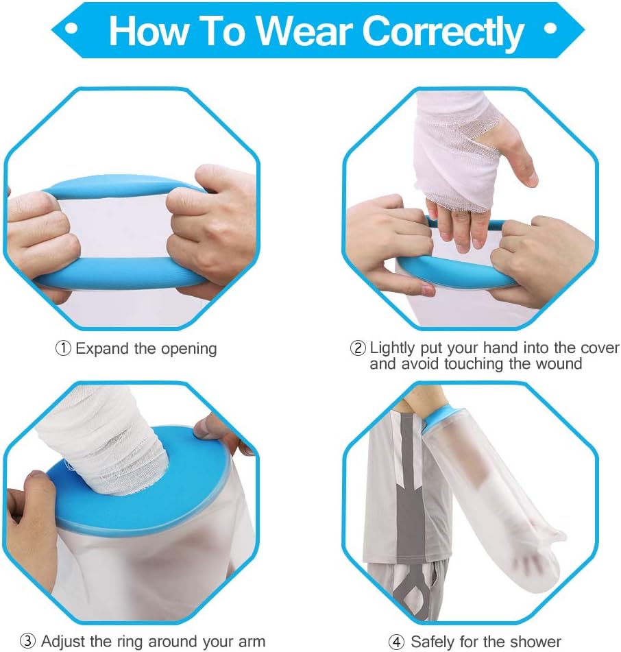 Waterproof Arm Cast Covers for Shower Bath, Adult Watertight Wound Protectors for Surgery Hand, Wrist, Reusable Bandage Dressing Sleeve [2020 Upgrade]: Health & Personal Care