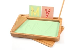 AtMini Sand Tray for Classroom Montessori Sand Tray with Lid Wooden Sand Trays for Kids Writing Letters and Numbers (Green)
