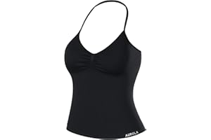 AUROLA Influence Longline Strappy Workout Halter Tops for Women,Removable Cups Padded Bras Impact Gym Yoga Sleeveless Top