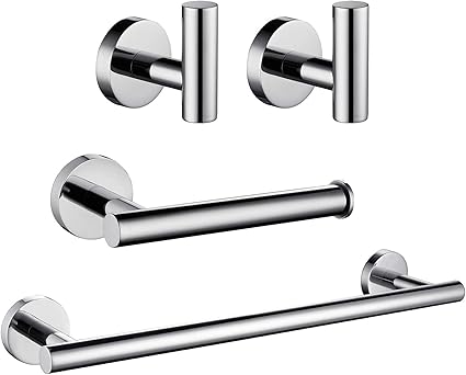 Amazon Com Ushower Polished Chrome Bathroom Hardware Set Include 16 Inch Towel Bar Durable Sus304 Stainless Steel Modern Style 4 Piece Home Kitchen