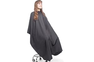 SALON SUPPLY CO Hair Cutting Cape for Adults - Large Lightweight Water Resistant Salon Cape - Snap Closure - 60in x 57.5in - Haircut Cape - Hair Cape - Barber Capes (Black)