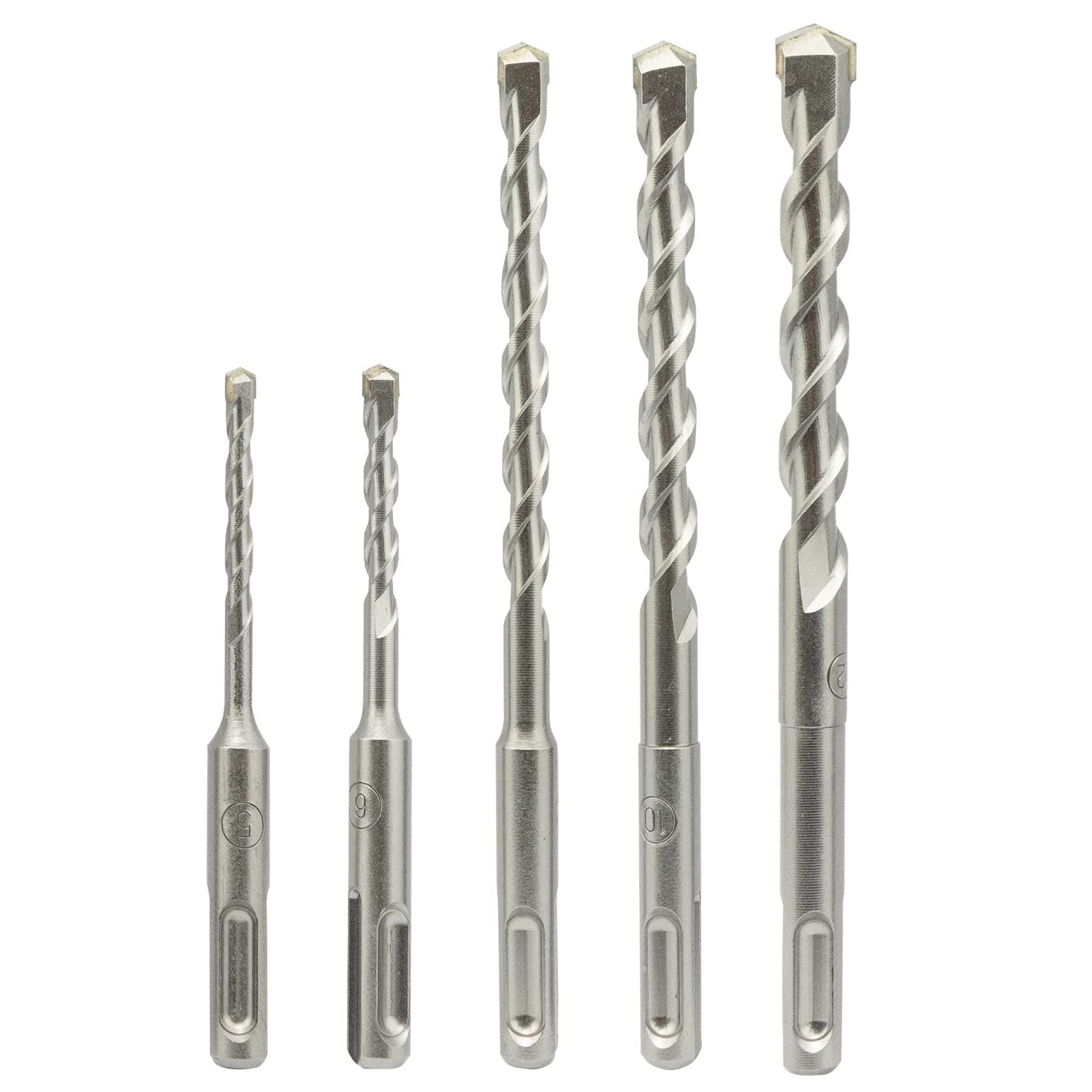 NORTOOLS 5pcs SDS Plus Rotary Hammer Drill Bit Set, SDS-Plus Drill Bit Set, Double Thread Tungsten Carbide Tip, for Brick, Concrete, Stone and Cement - Storage Case