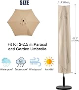 RICHIE Garden Parasol Cover 2-3m 153x30x30cm 600D Waterproof PVC Black view 3