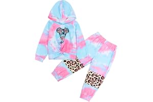 tagyum Toddler Girls Clothes Tie Dye Twist Front Sweatshirt Pullover Pants Sweatsuits with Pockets 2 Piece Clothing Sets