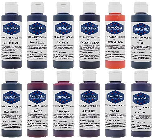 AmeriColor 12 Color Variety - Kit, Soft Gel Paste Food Coloring, 4.5 Ounce Bottles.