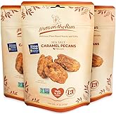 Nuts on the Run Sea Salt Caramel Pecan Pralines – Candied Pecans with Salted Caramel - Vegan, Gluten-Free, Kosher, Non-GMO Glazed Pecans – 4oz (Pack of 3 Pouch Bags) Handmade Snacks