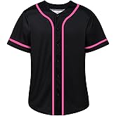Repawu Men's Blank Baseball Jersey, Hip Hop Button Down Baseball Shirt, Custom Short Sleeve Sports Uniform