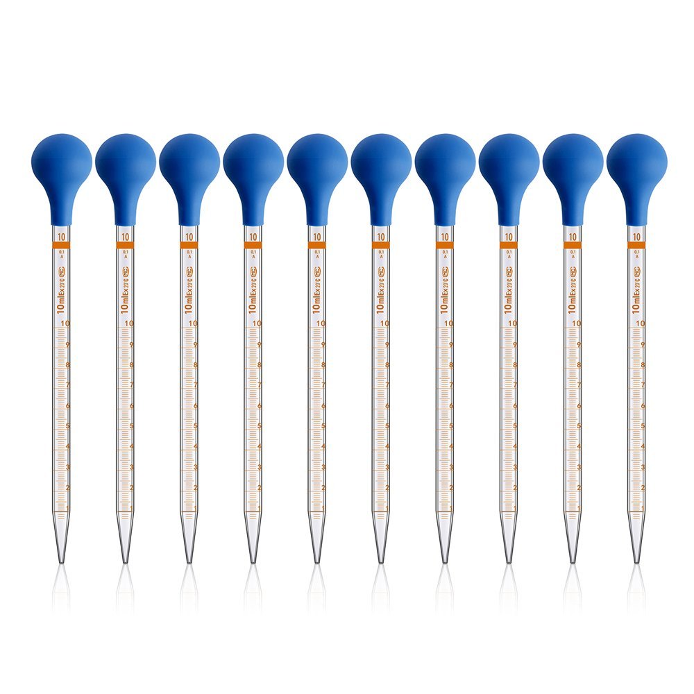 10pcs 10ml Glass Graduated Droppers Lab Pipettes Dropper Liquid Pipette