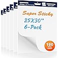 JehXinz Super Sticky Easel-Pads, 25 x 30'' Flip Chart-Paper for Teachers – Large Whiteboard Dry-Erase-Board Paper – Ink Bleed-Resistant - 25 x 30 inch - 30 Sheets/Pad, Pack of 6