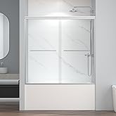 ENSO SENKA 60" W x 58" H Semi-Frameless Bypass Sliding Bathtub Shower Door, Easy-to-Clean Treated Clear Tempered Glass, Brush