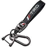 BFIVEANTE leather car keychain set for Toyota TRD men and women family present keychain key ring lanyard accessories (black)