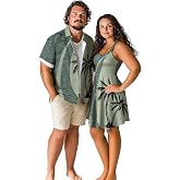 ROSE GAL Matchable Couple Hawaiian Coconut Tree Print Shirt or Plus Size Knee Length Fit and Flare Tank Dress