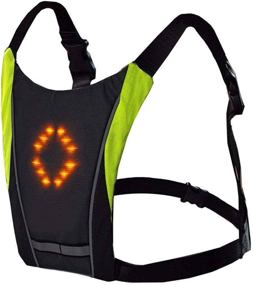 iwinna chaleco de luz led para bicicleta mochila inalambrica con indicador de direccion y bolsa recargable usb luz de seguridad para bicicleta