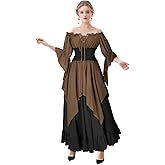 IWQBQ Renaissance Dress Women Medieval Costume Long Sleeve Victorian Dresses
