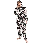 VIGTRO Christmas Onesie Jumpsuits Pajamas One-Piece Sleepwear Zip Up Hooded Pajamas with Pockets Size 4T-14Y