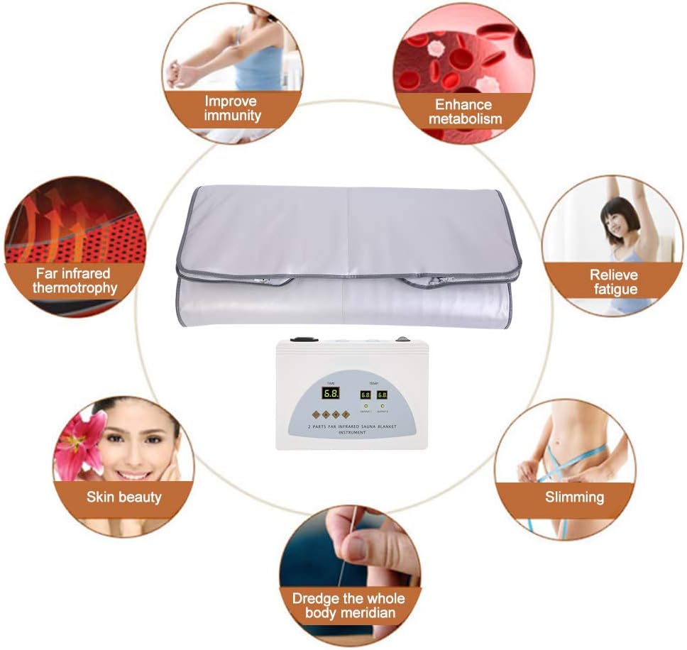 Yosooo Infrared Sauna Blanket, Massage Mattress Heating Far Infrared Sauna Blanket Body Shape Slimming Fitness Machine US Plug for Spa Home Office Salon (#1): Garden & Outdoor
