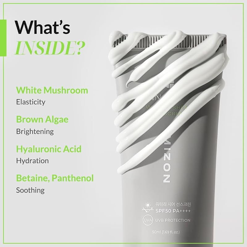 [MIZON] INOUT Protetor Solar Aguado e Transparente SPF50+PA++++ (50ml) Fluido Coreano + Protetor Solar para Cuidados de Pele, Proteção 24H, Hidratante, Ácido Hialurónico, 100% Vegan
