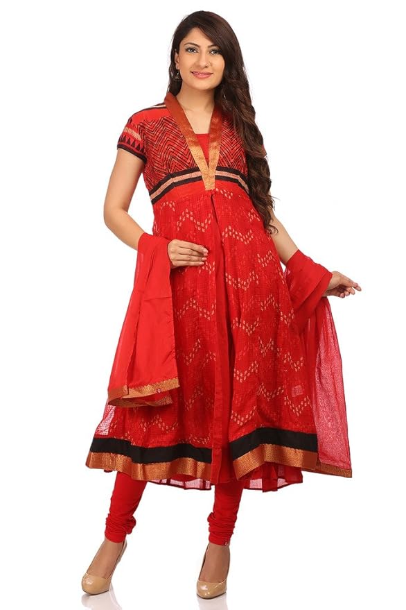 Buy BIBA Women's Anarkali Salwar Suit (SKD4609_Red_36) at Amazon.in