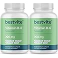 BESTVITE Vitamin B-6 200mg (240 Vegetarian Capsules) (2-Pack) - No Stearates - No Flow Agents