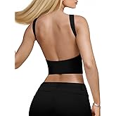 REORIA Women's Sexy Open Back High Neck Sleeveless Tank Top Y2k Trendy Backless Crop Tops