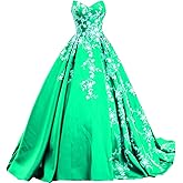 Kivary White Lace Long Ball Gown Satin V Neck Formal Prom Evening Dresses Gothic