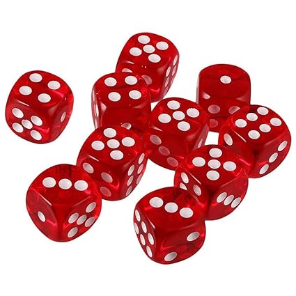 Pack of 11 Red Six Sided D6 Dice for Playing D&D Warhammer RPG Board Game Favours