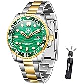 OLEVS Watch Men Luxury Easy Reader Big Face Analog Quartz Waterproof Stainless Steel Luminous Date Rotatable Bezel Dress Watches for Men Two Tone Casual Mens Wrist Watch