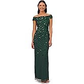 Adrianna Papell Womens Off Shoulder Beaded GownSpecial Occasion Dress