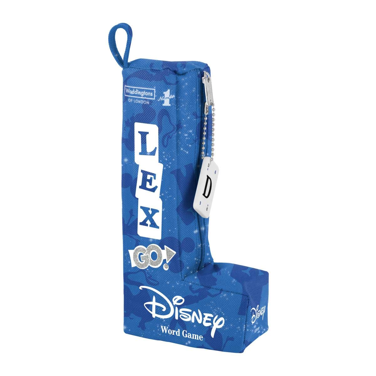 Waddingtons Number 1 Disney Lex-GO! World Tile Game, create crosswords and anagrams with a magical twist, reimagined with Mickey Mouse, Olaf and Ariel, educational travel game for players aged 8 plus