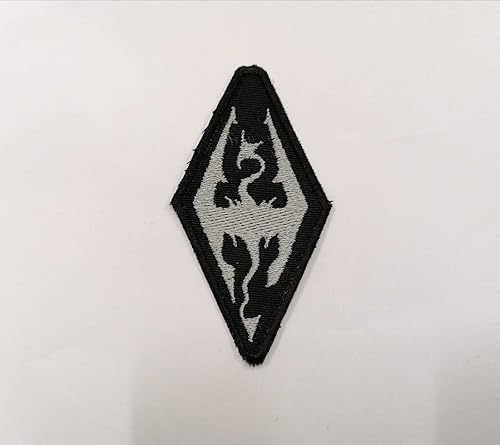 The Elder Scrolls Skyrim Videogame Dragon Logo Embroidery Patch 10x5cm Amazon Co Uk Handmade