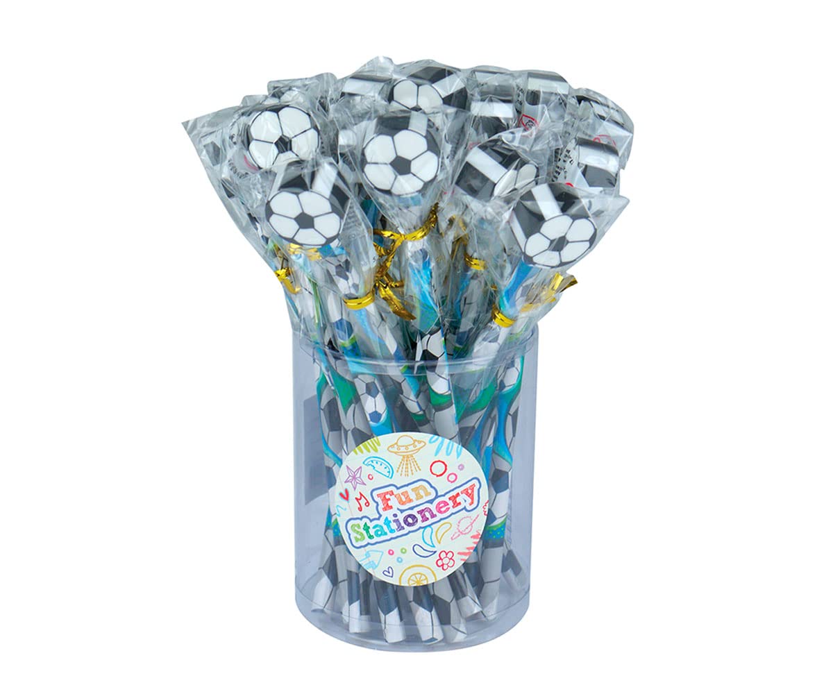 24 x Football Pencils With Novelty Erasers Toppers - Wholesale Bulk Buy