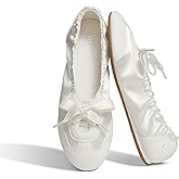 VIVAIA Yanka Women's Flat Shoes, Round Toe Satin Sneakerina Lace-up Ballet Flats, Comfortable Lightweight Fashion Sneaker