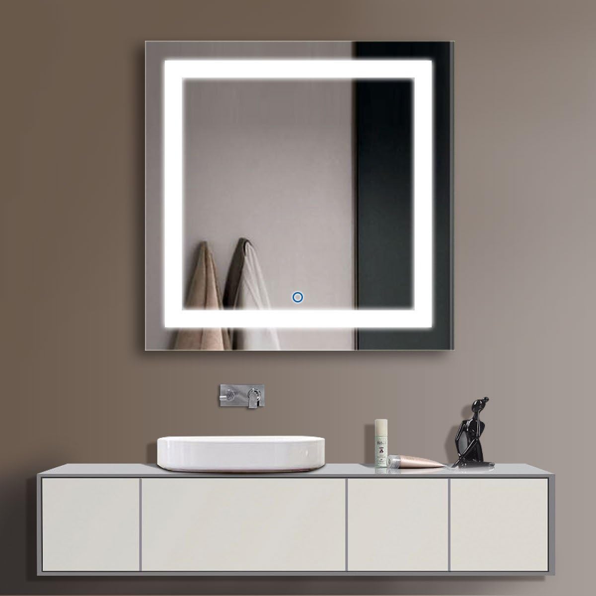 DECORAPORT 36 x 36 in LED Bathroom Silvered Mirror with Touch Button (D-CK168-E)