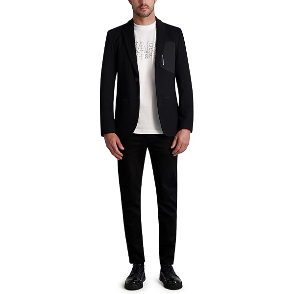 Karl Lagerfeld Paris Men's Exposed Zippers and Studs Biker