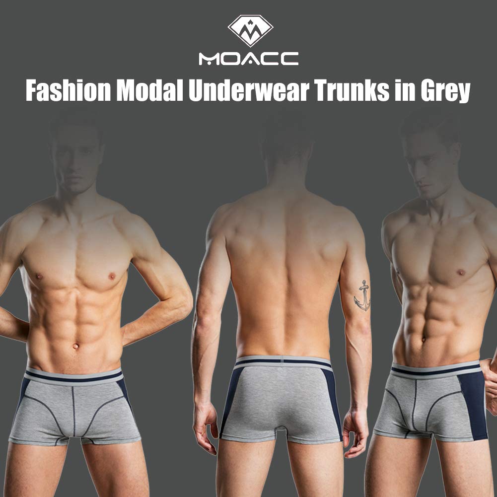 Men\'s Micro Modal Trunks Pack of 4 Underwear Soft Waistband Low Rise Boxer Briefs No Fly Pouch,Size S