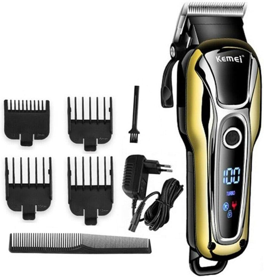 Hair Clipper for Men Professional Cordless Clippers Haircut Hair Trimmer Kit Rechargeable Head Shaver Self-Sharpening Ceramic Blade with LED Display For Kids Adults Gold