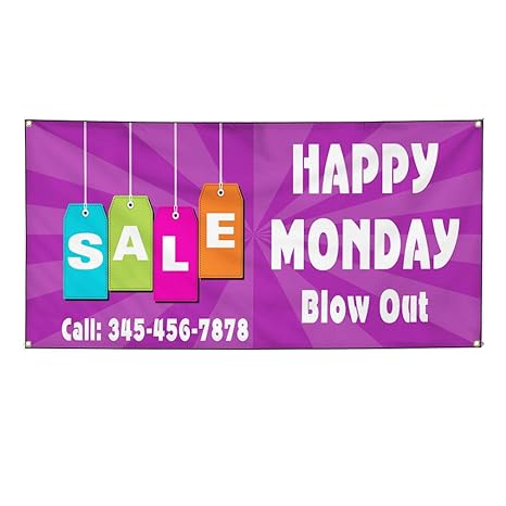 Amazon Com Custom Vinyl Banner Sign Multiple Sizes Happy Monday