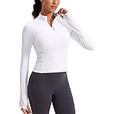 CRZ YOGA Butterluxe Half Zip Long Sleeve Shirts for Women - Workout Athletic Yoga Tops Crop Collared Quarter Zipper T-Shirt
