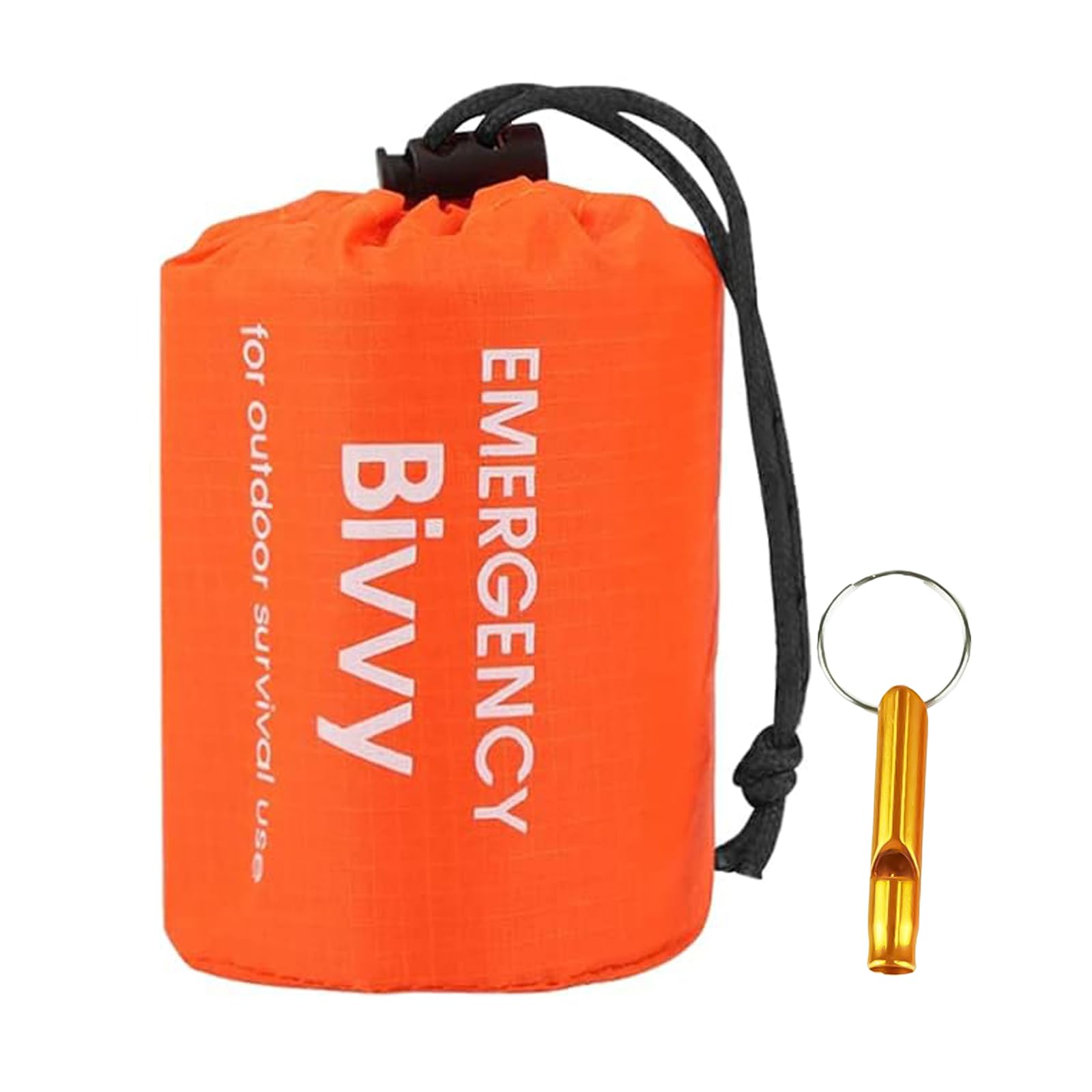 wodehahagou Bivvy Bag Survival Emergency Blanket - Waterproof Cold Protection With Whistle - Reusable for Outdoor Camping Hiking (Bright Orange)