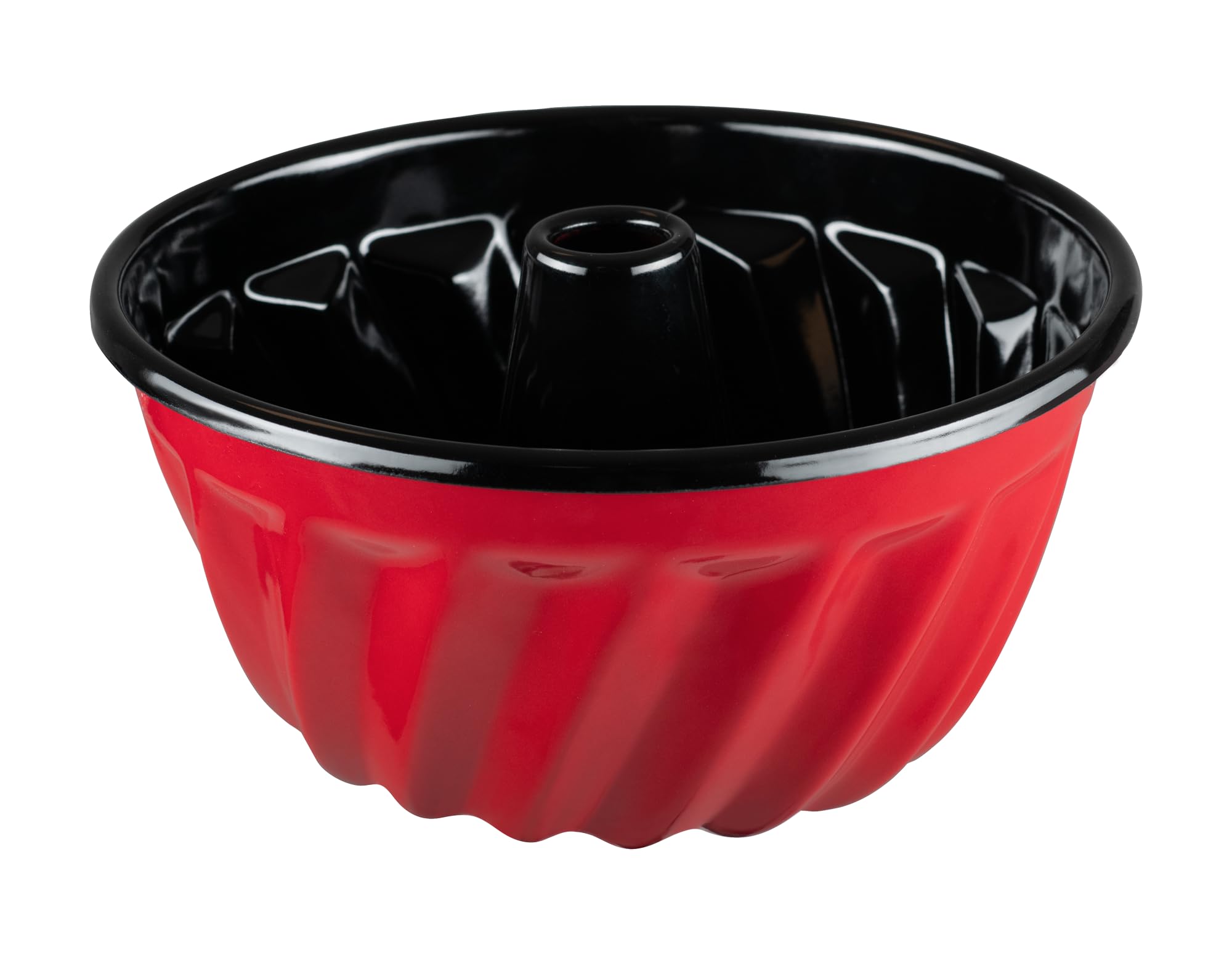 Riess, 0495-020, Baking Mould 22, Classic - Color RED, Diameter 22 cm, Height 11.3 cm, Capacity 2 litres, Enamel, red/Black