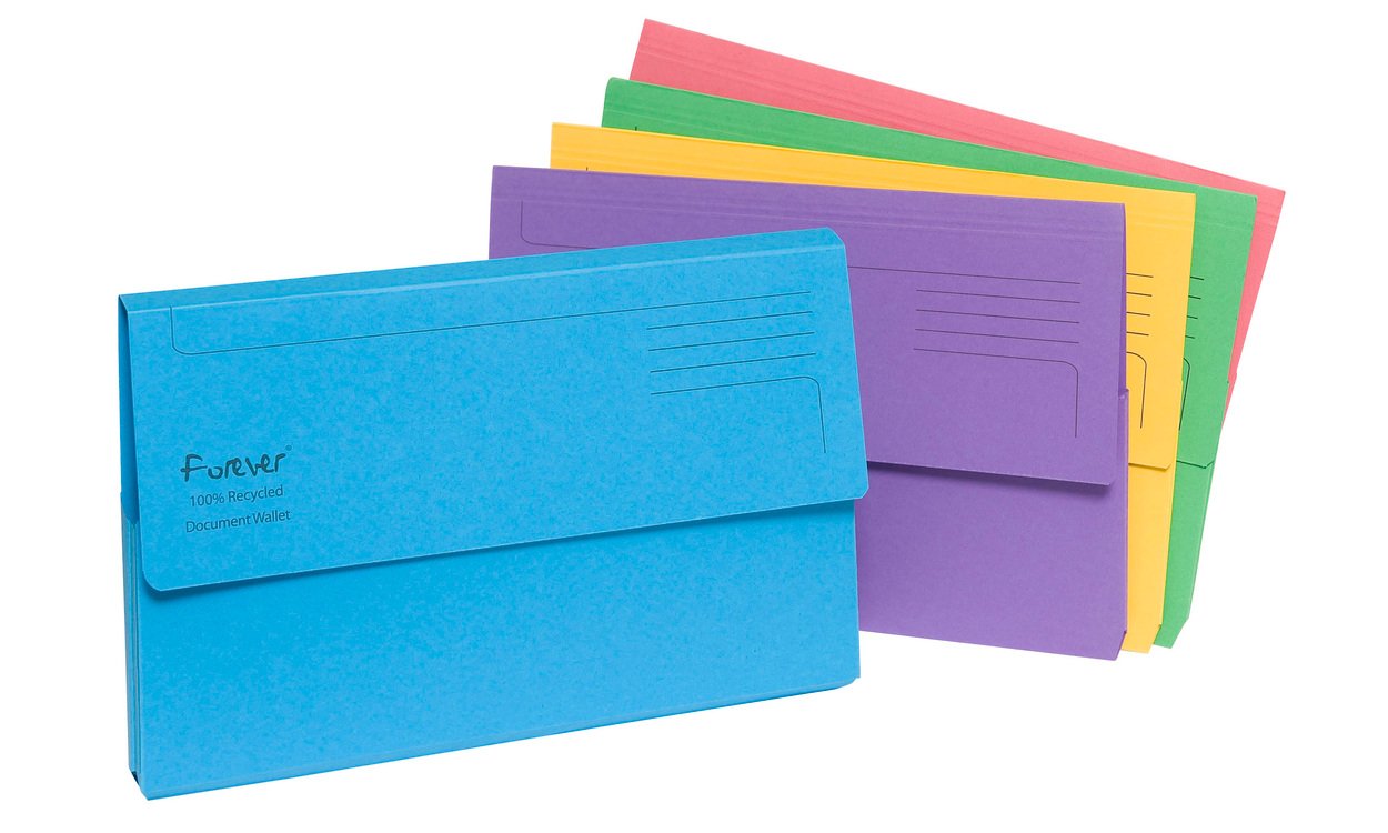 Exacompta Forever 300 gsm Document Foolscap Wallet, Assorted Colours, Pack of 5