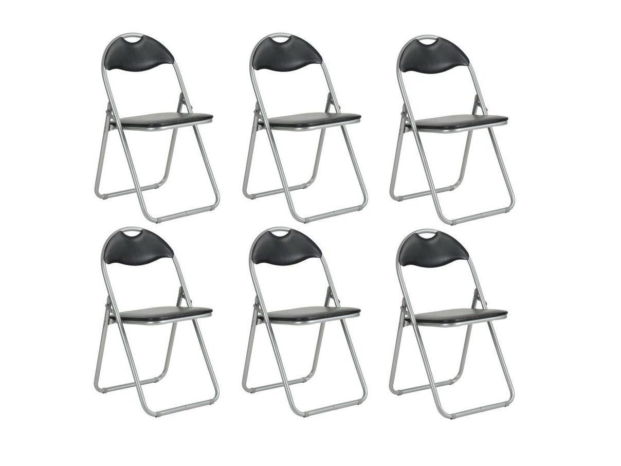 Set of 6 Folding Office Chair Faux Leather Padded Dining Seat Funky