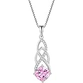 Blaniy Infinity Necklace 925 Sterling Silver Celtic Knot Pendant Princess Cut Birthstone Necklace Jewelry Gifts for Women