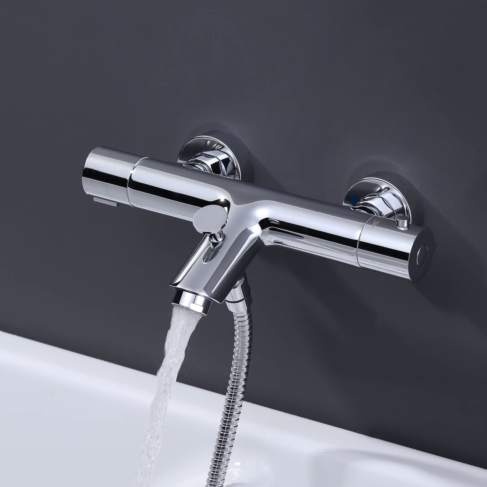 iVIGA Bath Tap Thermostat, Copper Bath Tap 38°C Anti-Scald Mixer Bathtub with Water-Saving M24 Neoperl Perlator for Bathtub
