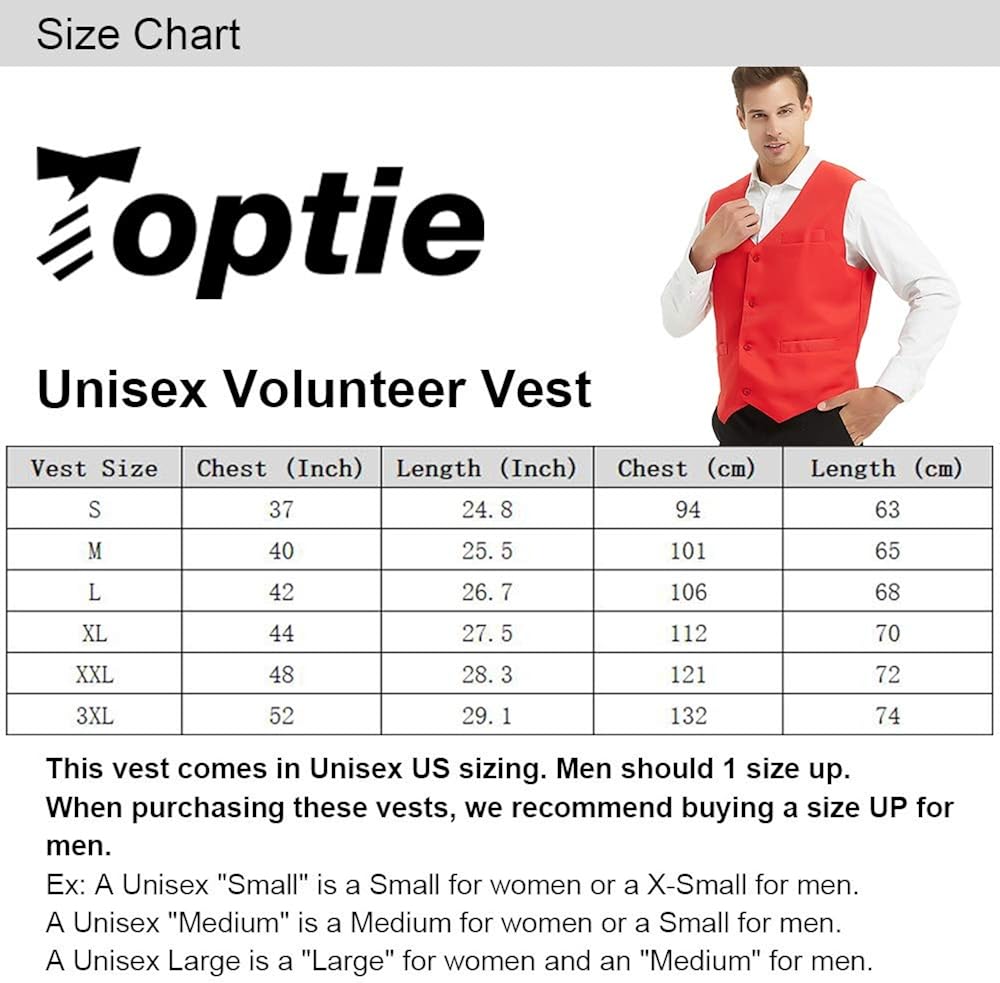 TOPTIE Waiter Uniform Unisex Button Vest for Supermarket Clerk & Volunteer at  Men’s Clothing store